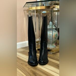 Via Spiga Vero Cuoio Black Over the Knee Zipper Buckle Boots Size 8